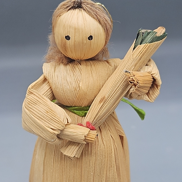 Vintage Corn Husk Doll Hanging Ornament Decor Handmade Fall Broom Harvest - Picture 10 of 11